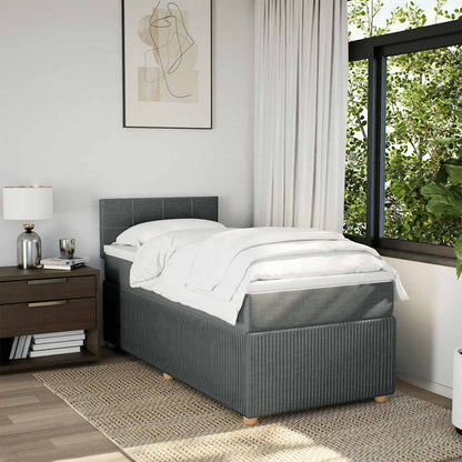 Giroletto a Molle con Materasso Grigio Scuro 90x200 cm Tessuto