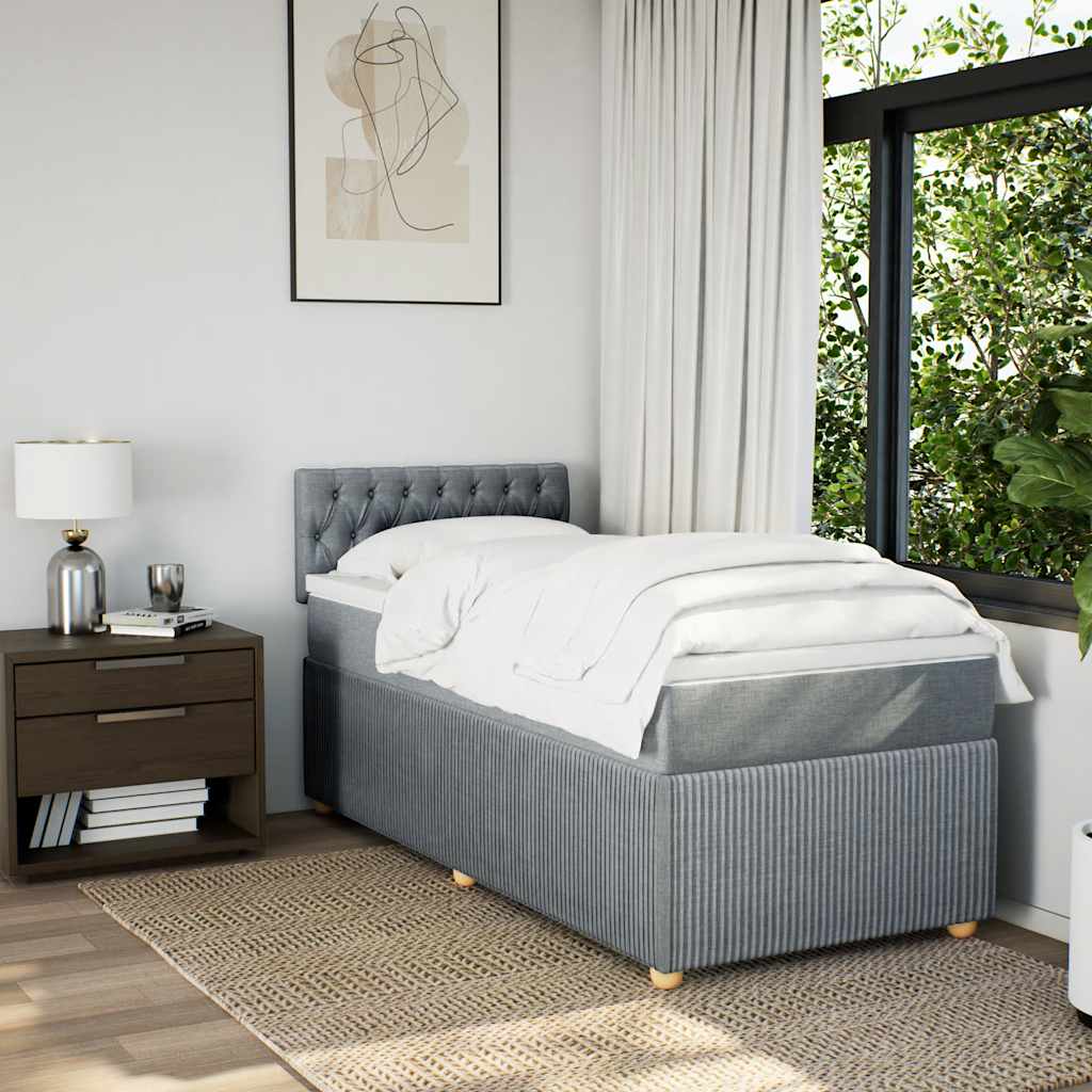 Giroletto a Molle con Materasso Grigio Chiaro 90x200 cm Tessuto