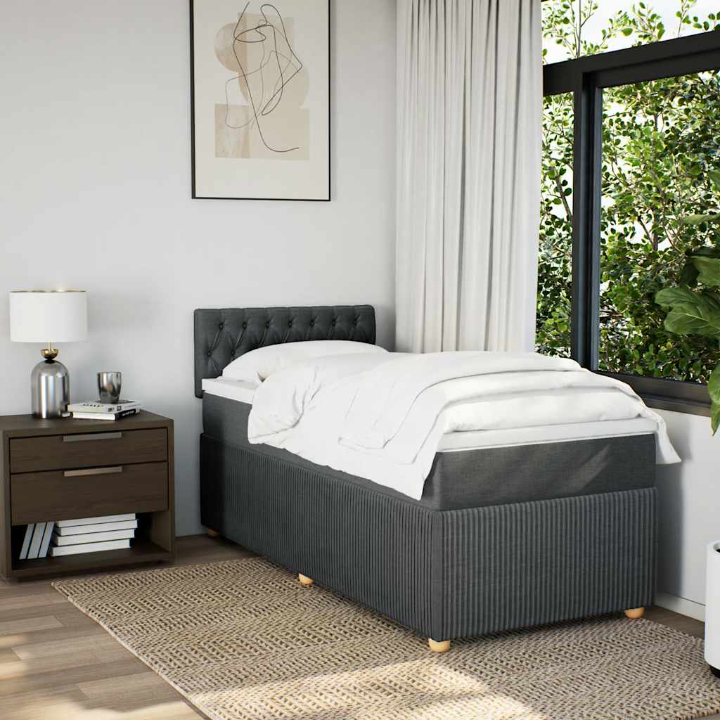 Giroletto a Molle con Materasso Grigio Scuro 90x200 cm Tessuto | homemem39