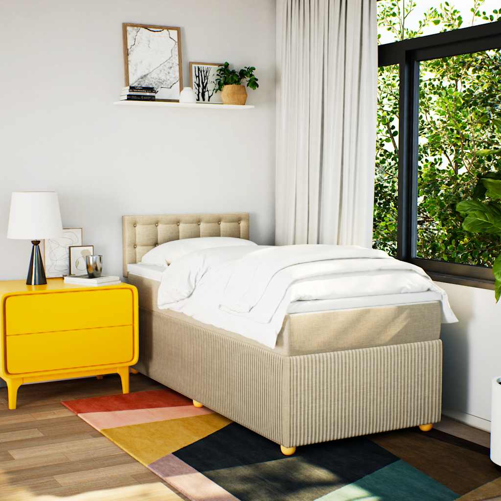 Giroletto a Molle con Materasso Crema 90x200 cm inTessuto