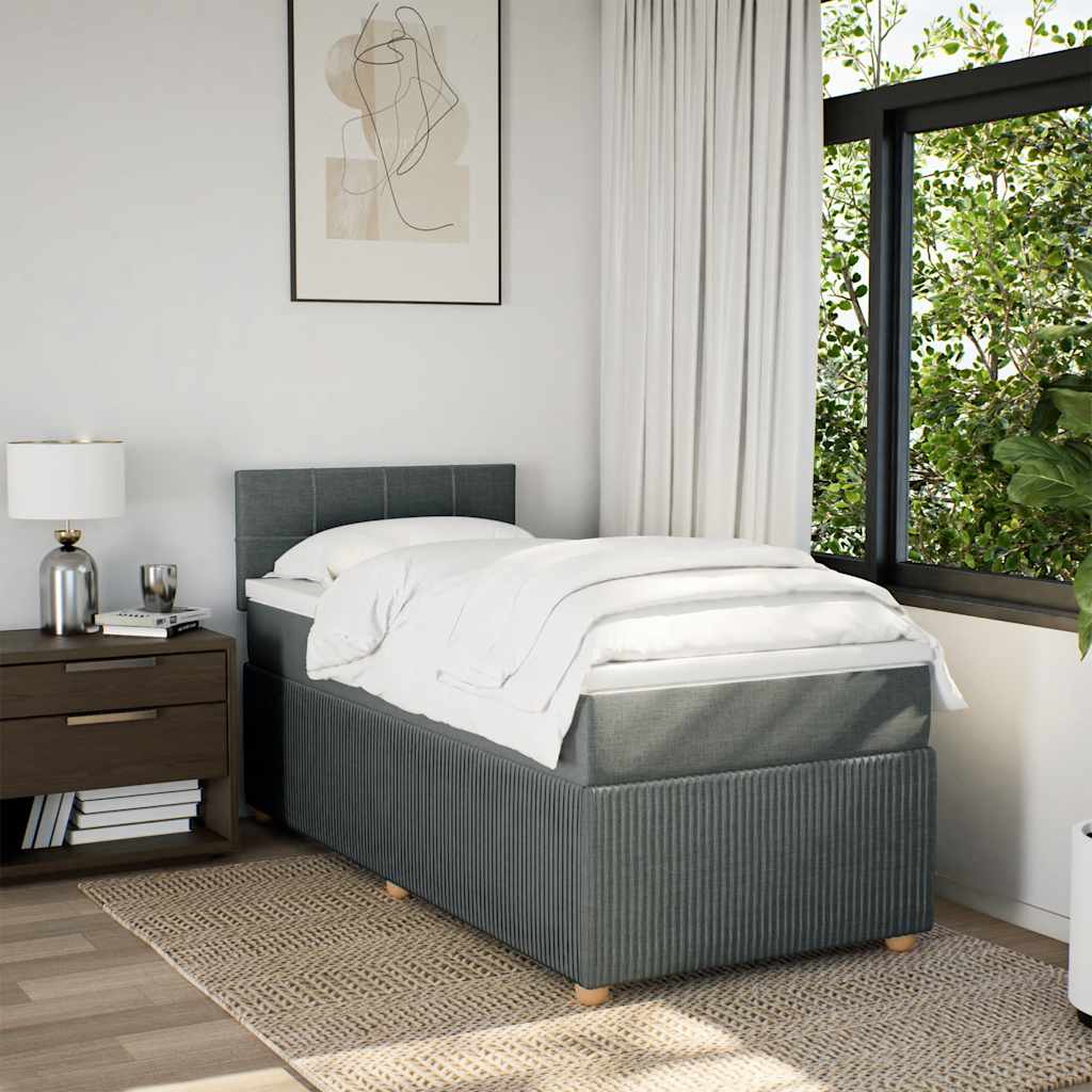 Giroletto a Molle con Materasso Grigio Scuro 100x200 cm Tessuto | homemem39