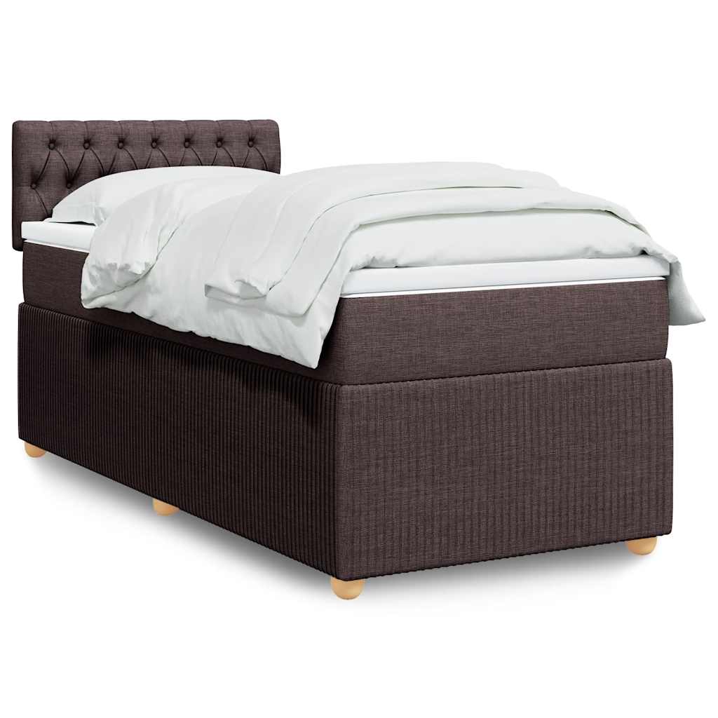 Giroletto a Molle con Materasso Marrone Scuro 100x200cm Tessuto | homemem39