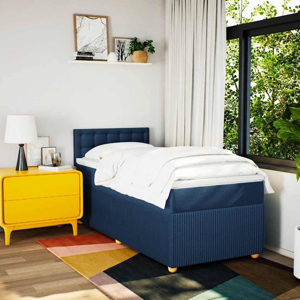 Giroletto a Molle con Materasso Blu 100x200 cm in Tessuto | homemem39