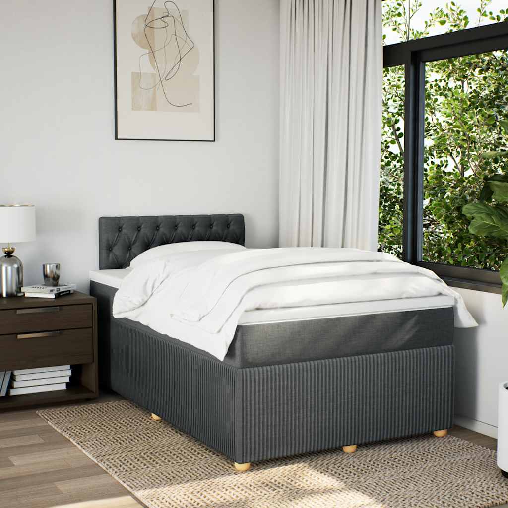 Giroletto a Molle con Materasso Grigio Scuro 120x200 cm Tessuto | homemem39