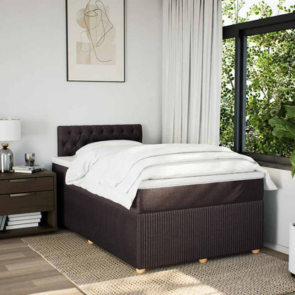 Giroletto a Molle con Materasso Marrone Scuro 120x200cm Tessuto | homemem39