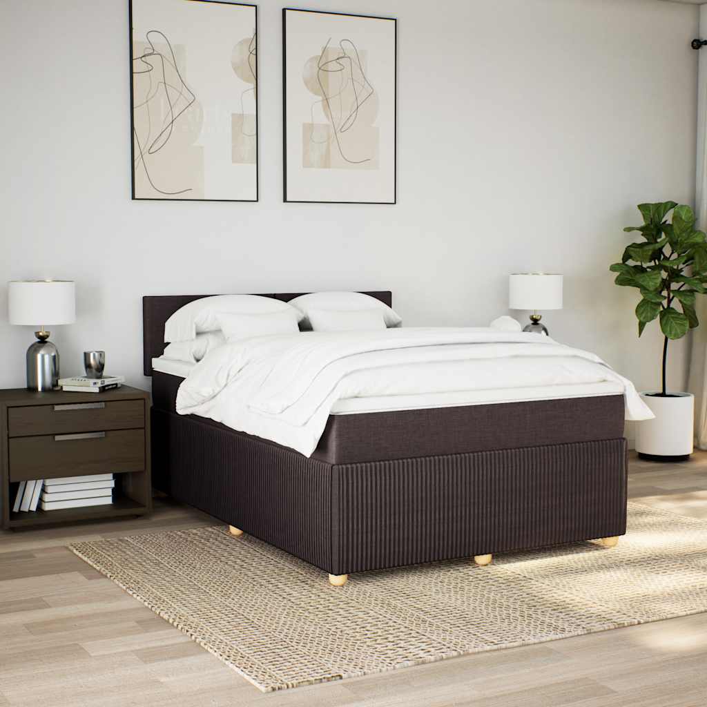 Giroletto a Molle con Materasso Marrone Scuro 140x190cm Tessuto | homemem39