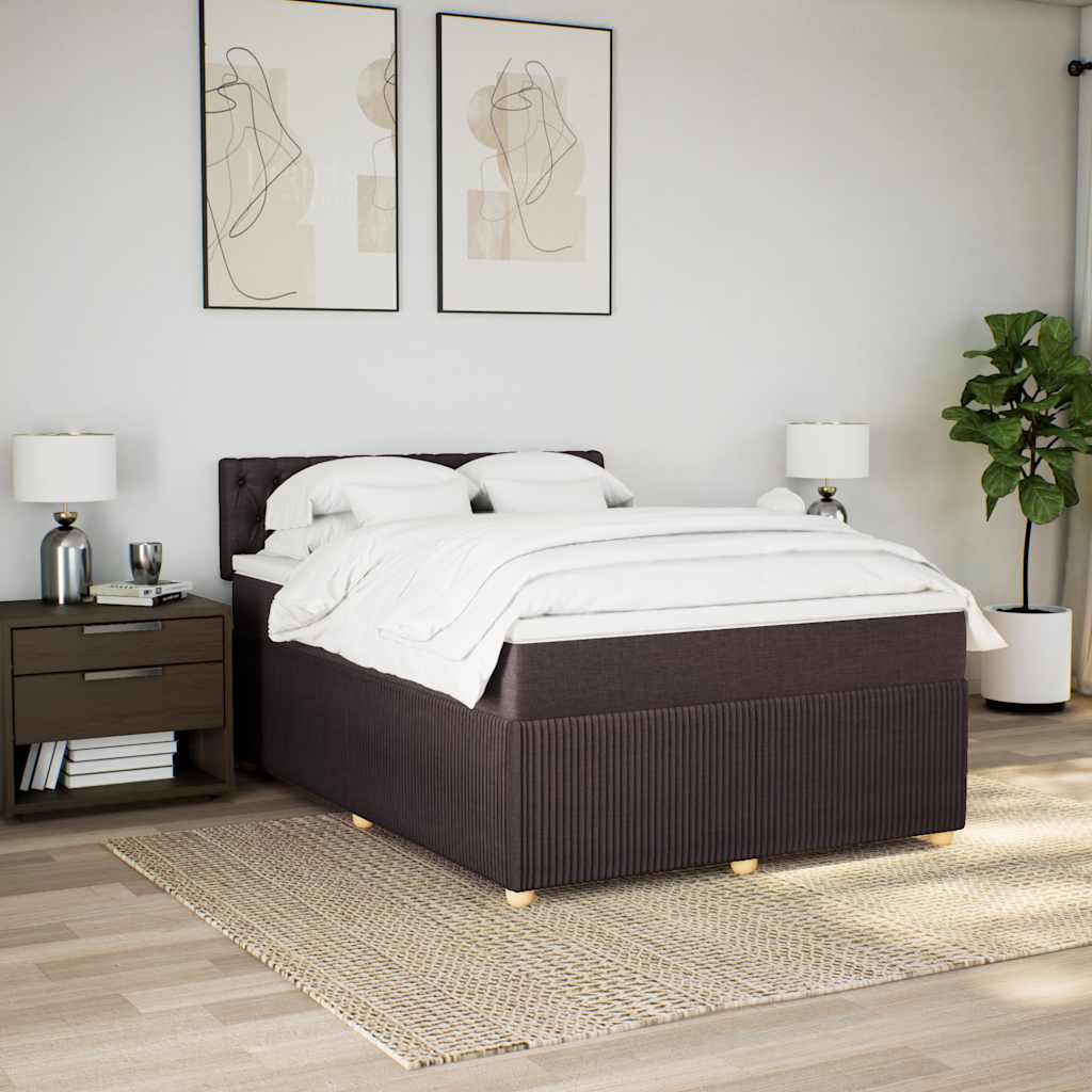 Giroletto a Molle con Materasso Marrone Scuro 140x190cm Tessuto | homemem39