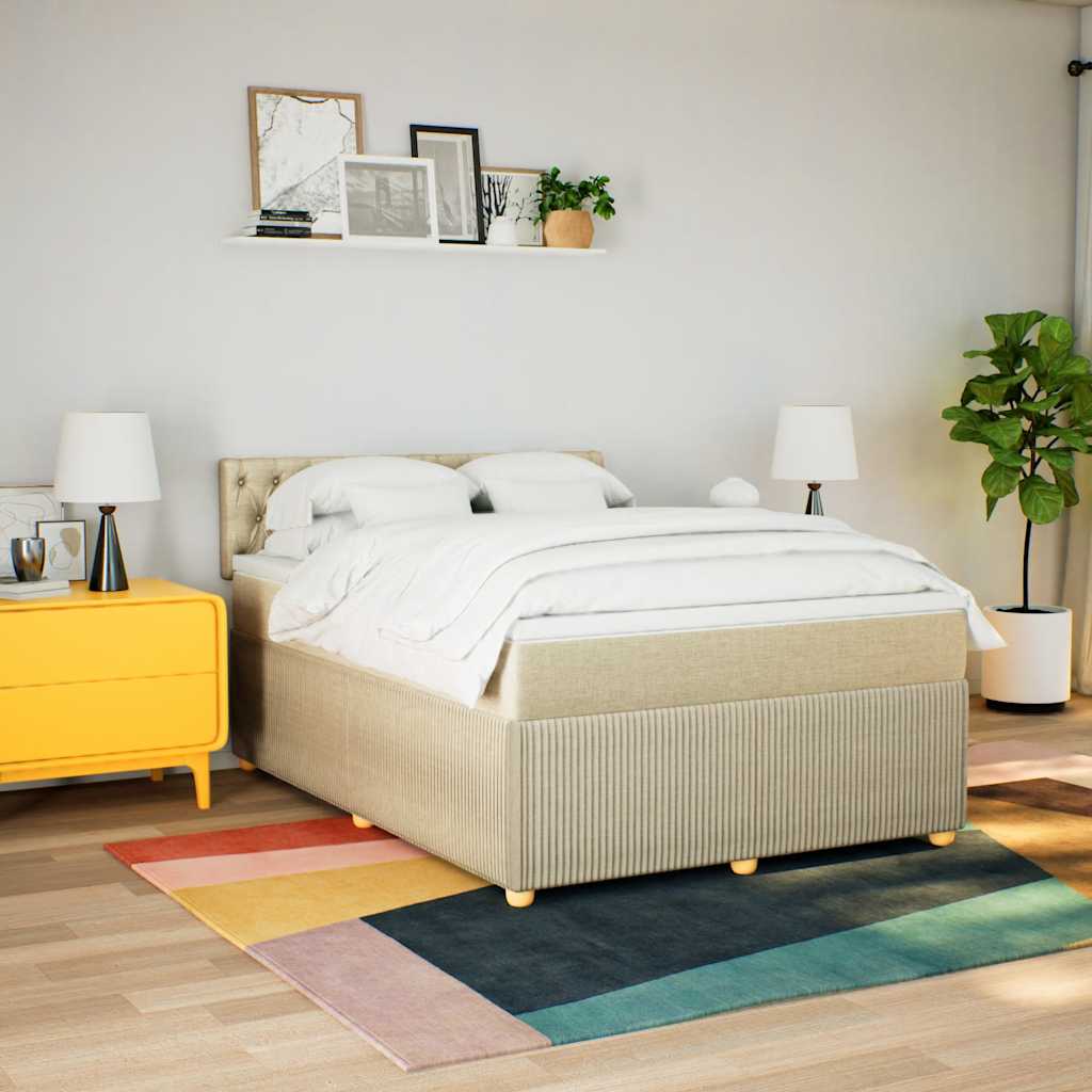 Giroletto a Molle con Materasso Crema 140x19 cm in Tessuto | homemem39