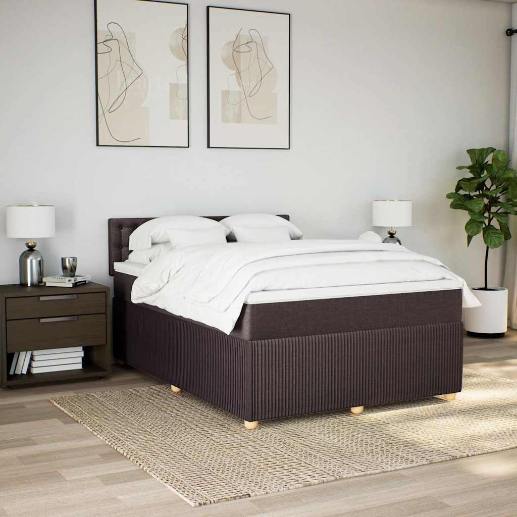 Giroletto a Molle con Materasso Marrone Scuro 140x190cm Tessuto | homemem39