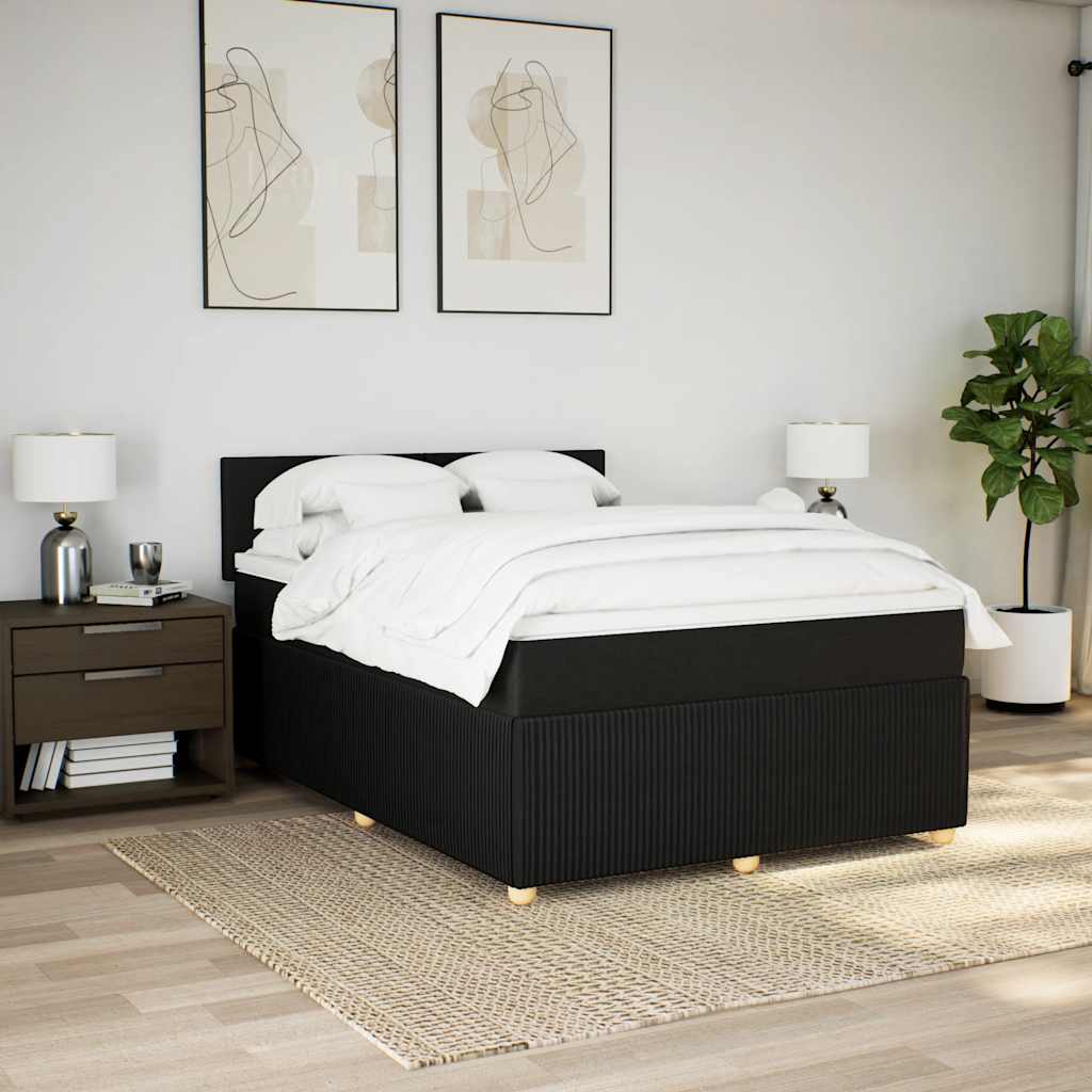 Giroletto a Molle con Materasso Nero 140x200 cm in Tessuto | homemem39