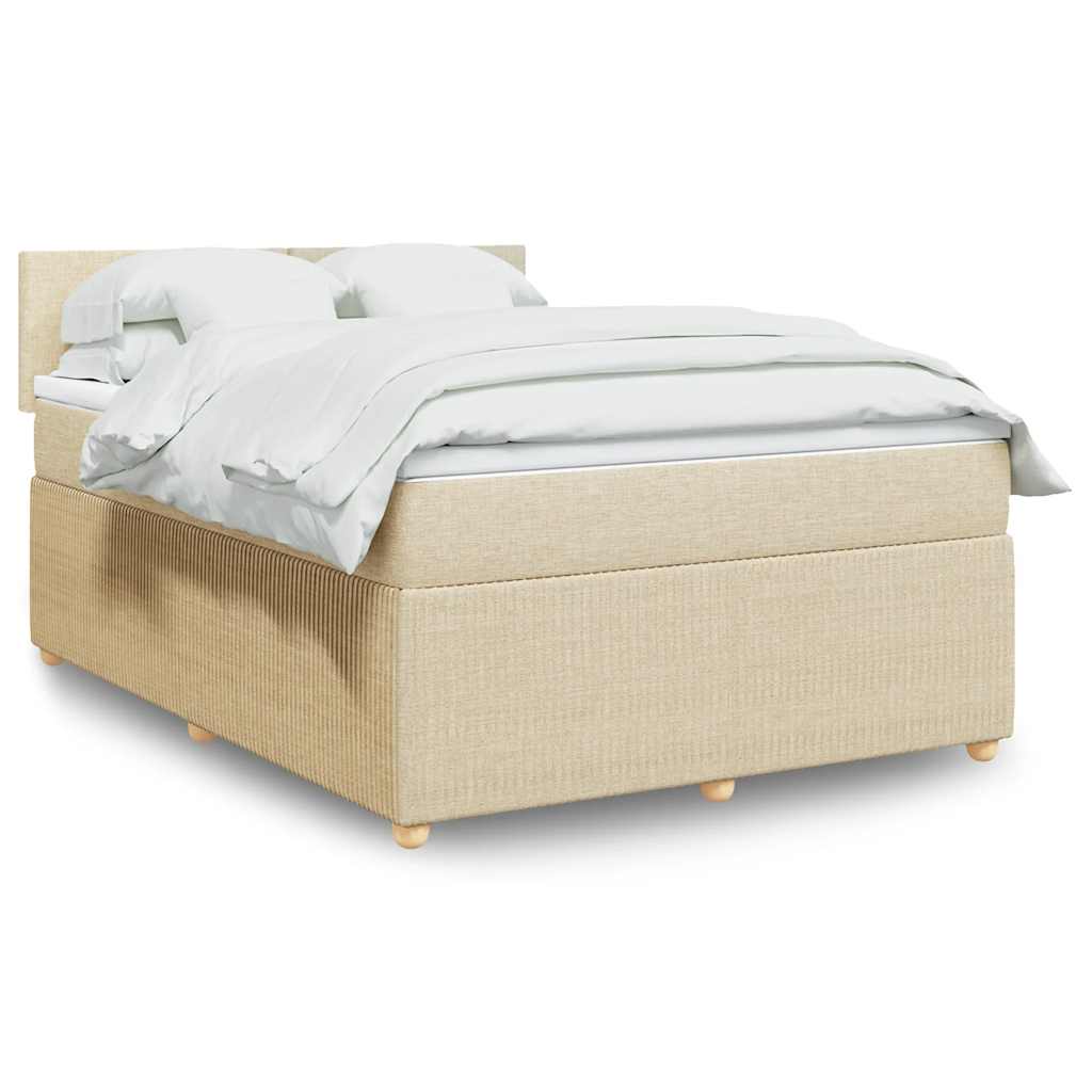 Giroletto a Molle con Materasso Crema 140x200 cm in Tessuto