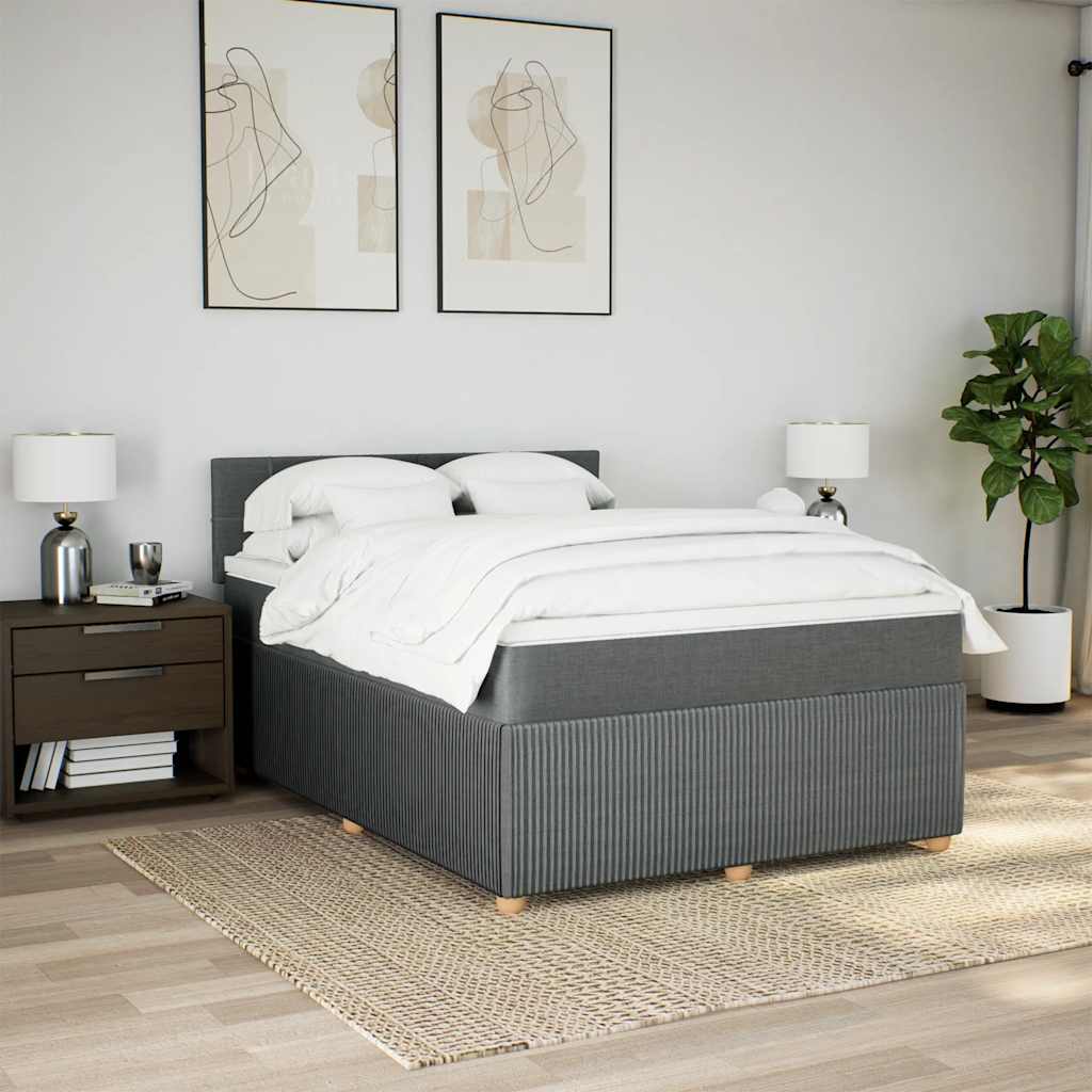 Giroletto a Molle con Materasso Grigio Scuro 140x200cm Tessuto