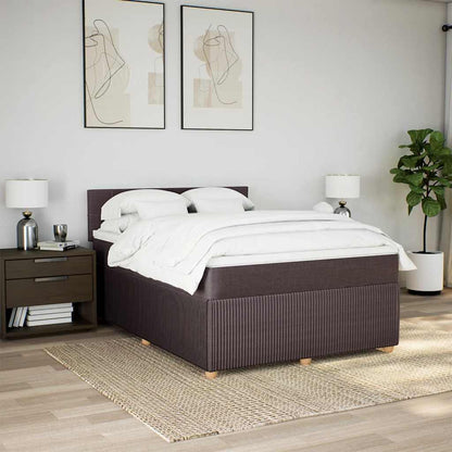 Giroletto a Molle con Materasso Marrone Scuro 140x200cm Tessuto | homemem39