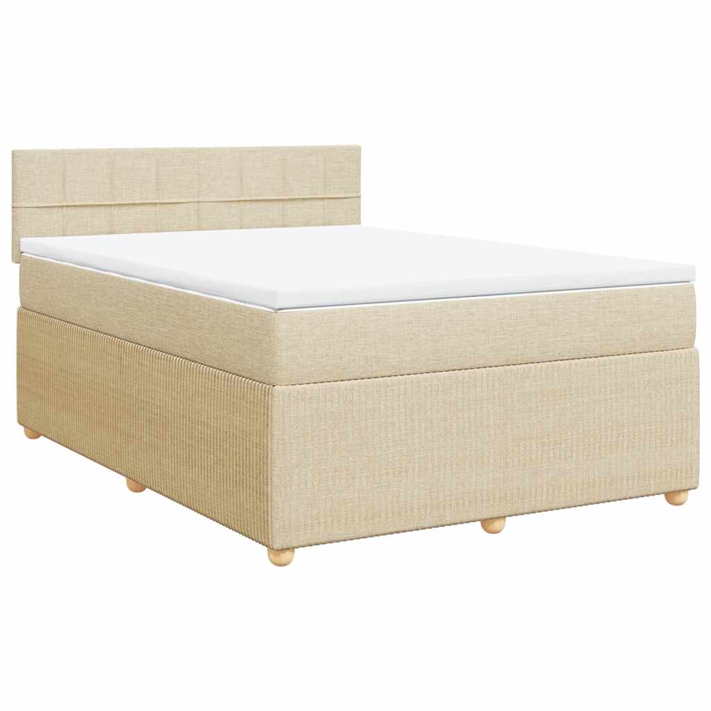 Giroletto a Molle con Materasso Crema 140x200 cm in Tessuto | homemem39