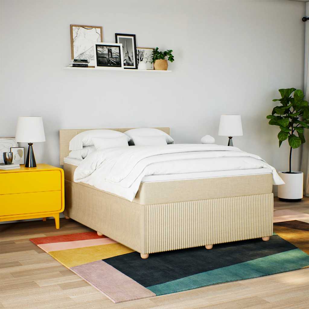 Giroletto a Molle con Materasso Crema 140x200 cm in Tessuto | homemem39