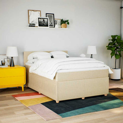 Giroletto a Molle con Materasso Crema 140x200 cm in Tessuto | homemem39