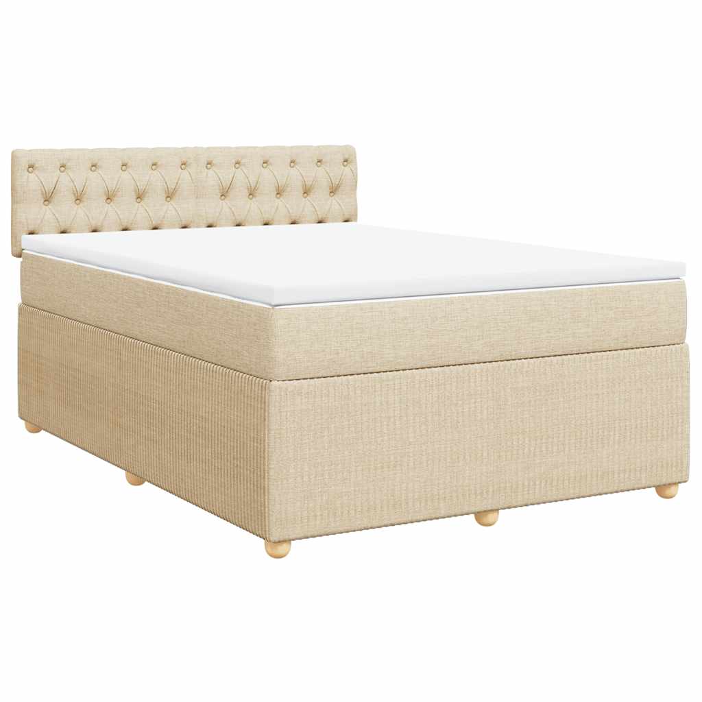 Giroletto a Molle con Materasso Crema 140x200 cm in Tessuto | homemem39