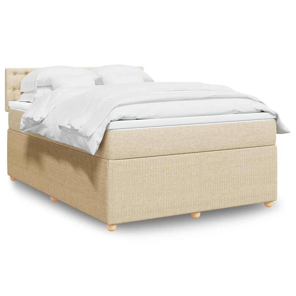 Giroletto a Molle con Materasso Crema 140x200 cm in Tessuto | homemem39