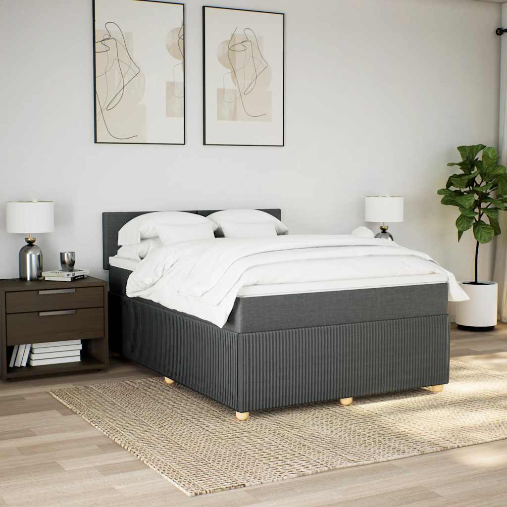 Giroletto a Molle con Materasso Grigio Scuro 160x200 cm Tessuto | homemem39