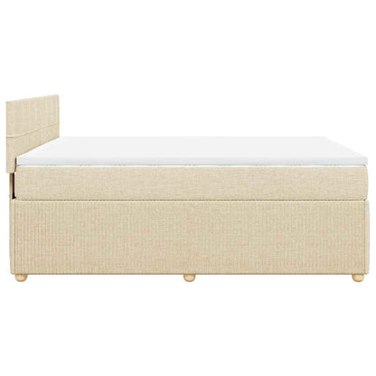 Giroletto a Molle con Materasso Crema 160x200 cm in Tessuto | homemem39
