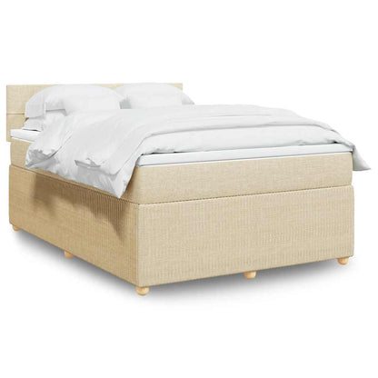 Giroletto a Molle con Materasso Crema 160x200 cm in Tessuto | homemem39