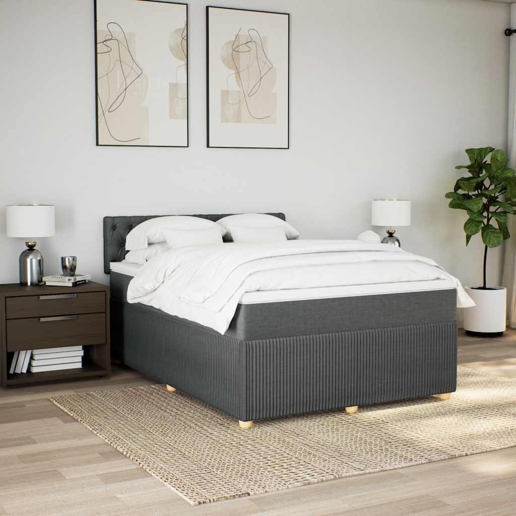 Giroletto a Molle con Materasso Grigio Scuro 160x200 cm Tessuto | homemem39