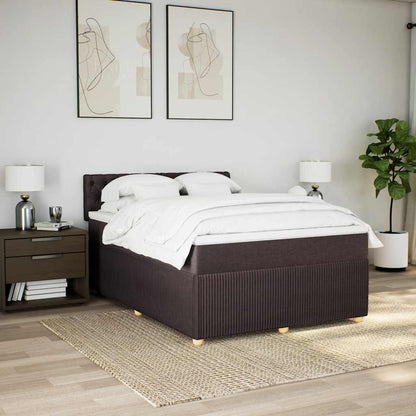 Giroletto a Molle con Materasso Marrone Scuro 160x200cm Tessuto | homemem39