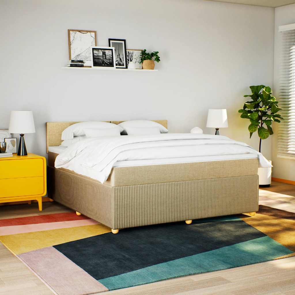 Giroletto a Molle con Materasso Crema 180x200 cm in Tessuto | homemem39