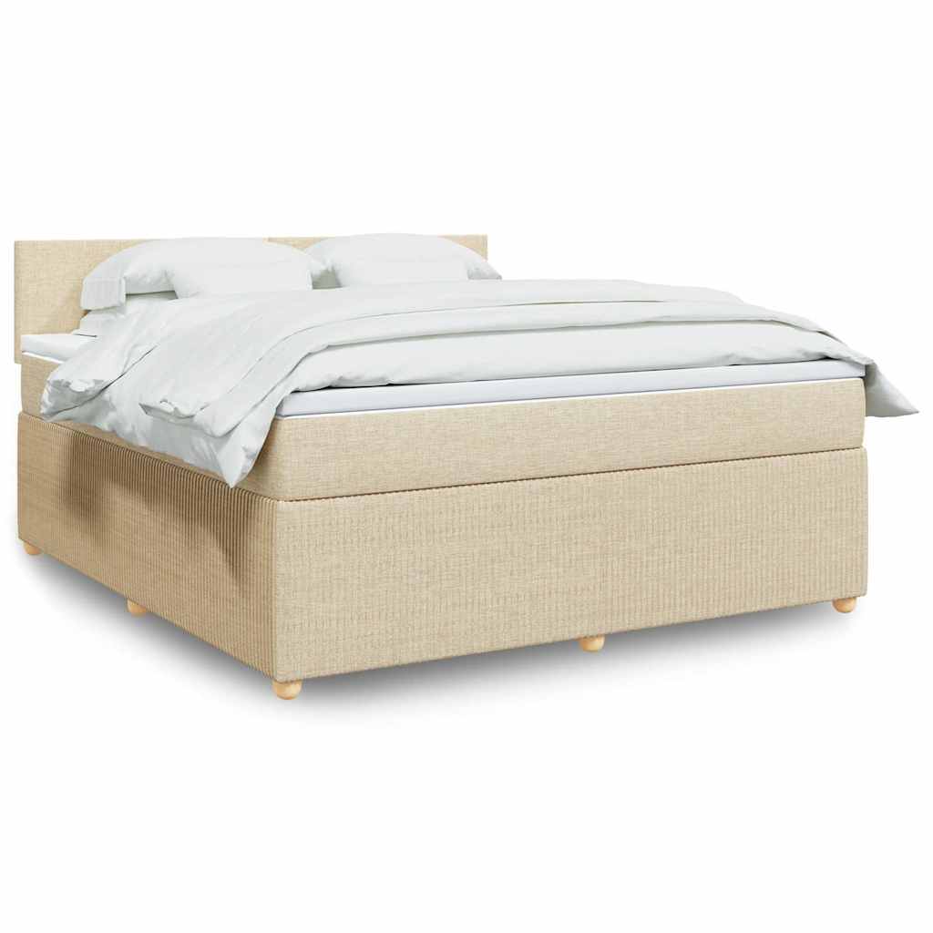 Giroletto a Molle con Materasso Crema 180x200 cm in Tessuto | homemem39