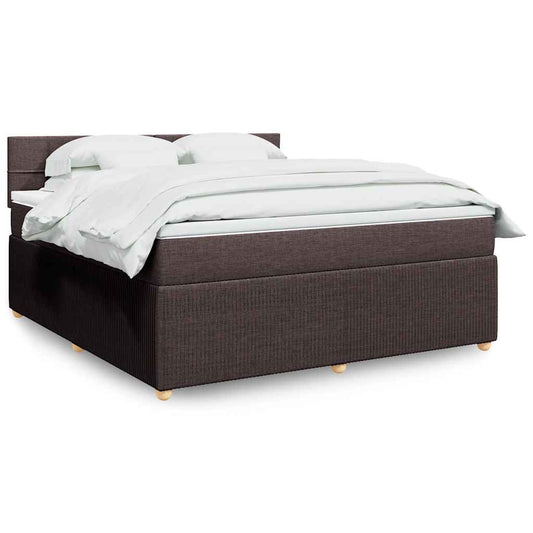 Giroletto a Molle con Materasso Marrone Scuro 180x200cm Tessuto
