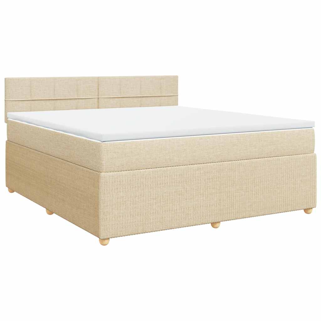 Giroletto a Molle con Materasso Crema 180x200 cm in Tessuto | homemem39