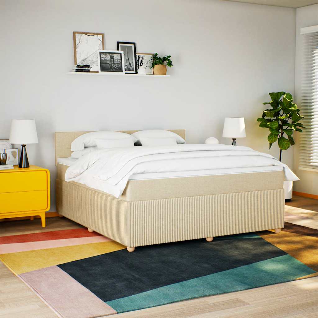 Giroletto a Molle con Materasso Crema 180x200 cm in Tessuto | homemem39