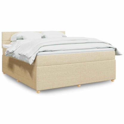 Giroletto a Molle con Materasso Crema 180x200 cm in Tessuto | homemem39