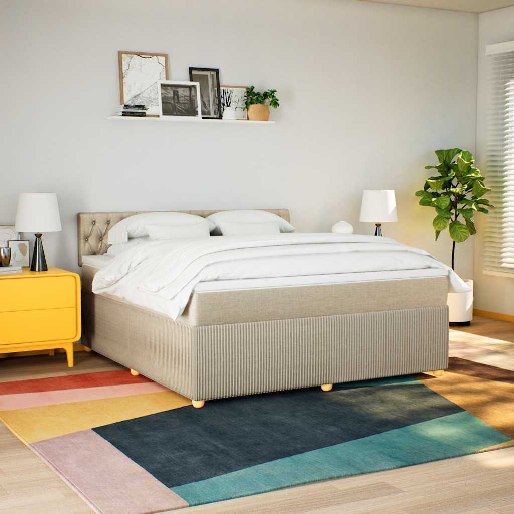 Giroletto a Molle con Materasso Crema 180x200 cm in Tessuto | homemem39