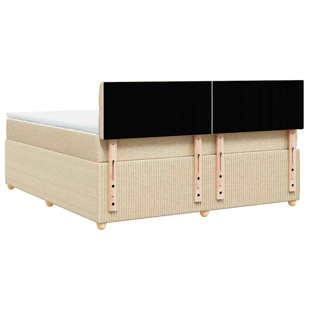 Giroletto a Molle con Materasso Crema 180x200 cm in Tessuto | homemem39