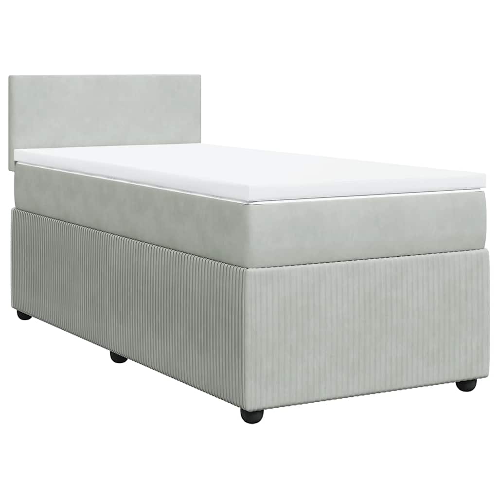 Giroletto a Molle con Materasso Grigio Chiaro 80x200 cm Velluto | homemem39