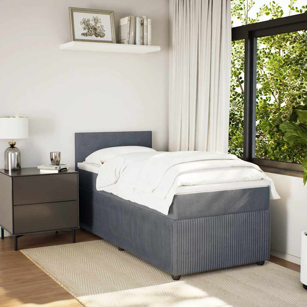 Giroletto a Molle con Materasso Grigio Scuro 80x200 cm Velluto | homemem39