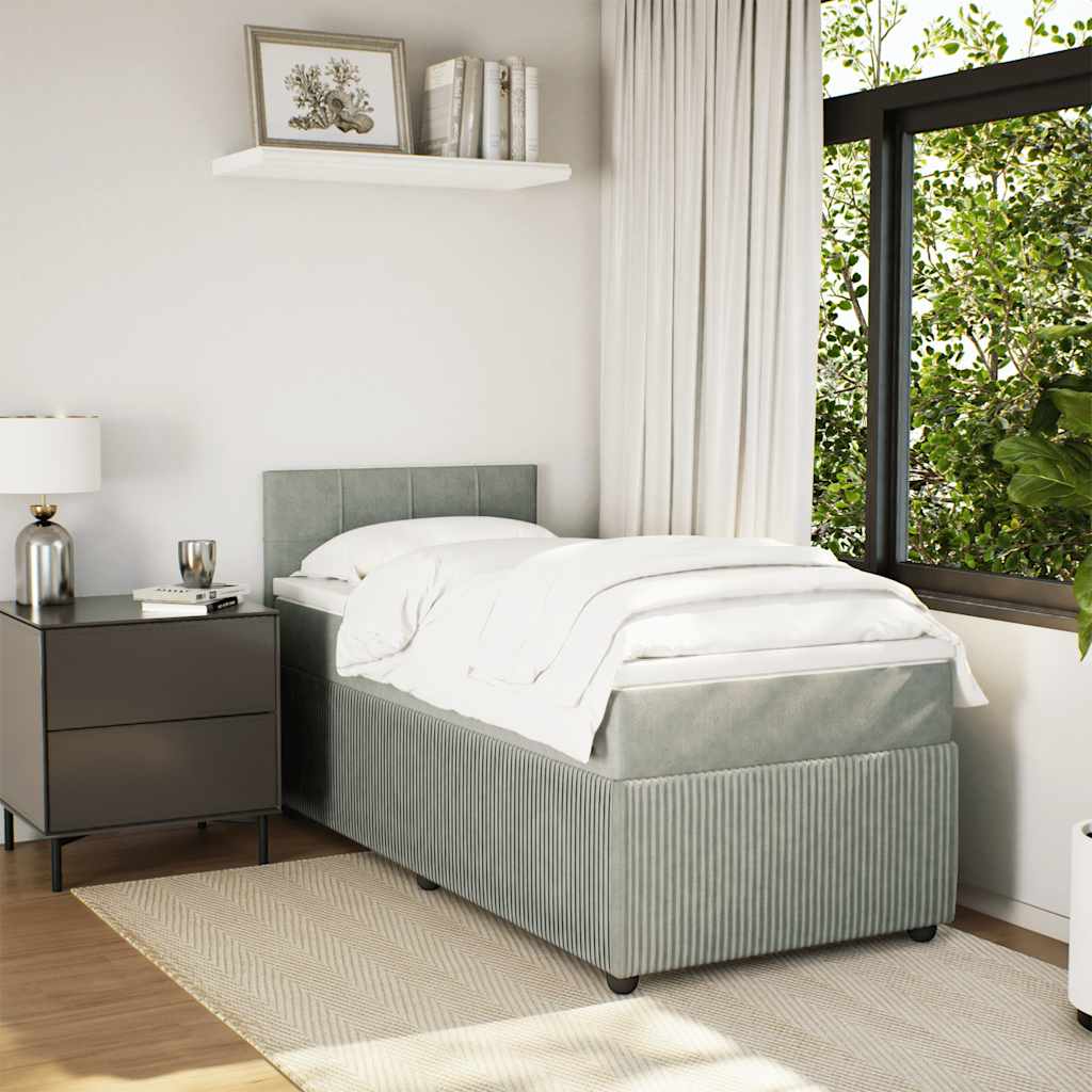 Giroletto a Molle con Materasso Grigio Chiaro 80x200 cm Velluto | homemem39