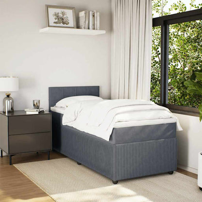 Giroletto a Molle con Materasso Grigio Scuro 80x200 cm Velluto | homemem39