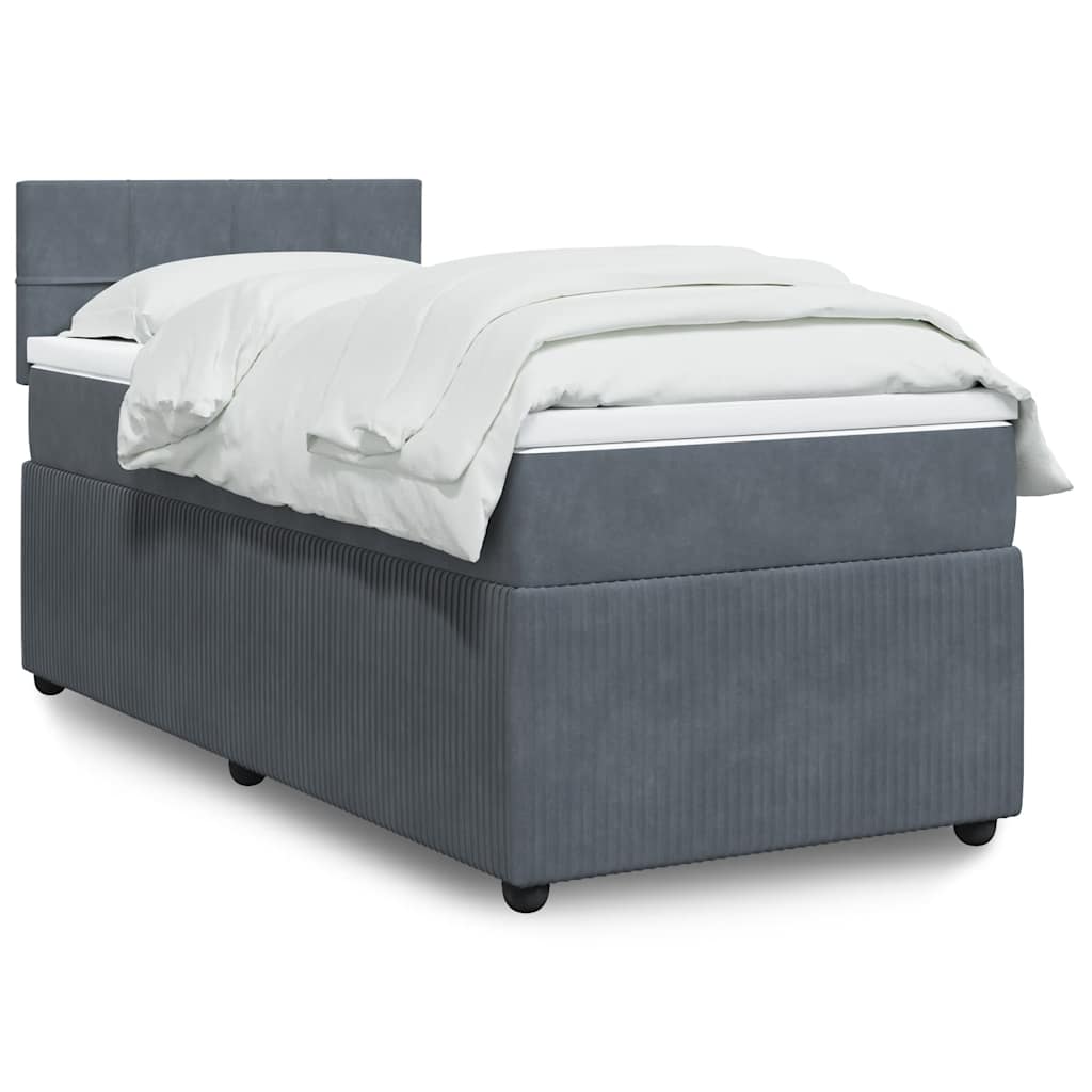 Giroletto a Molle con Materasso Grigio Scuro 80x200 cm Velluto | homemem39
