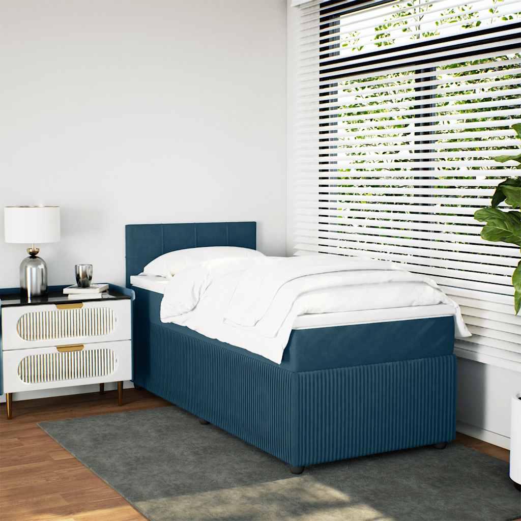 Giroletto a Molle con Materasso Blu 80x200 cm in Velluto | homemem39