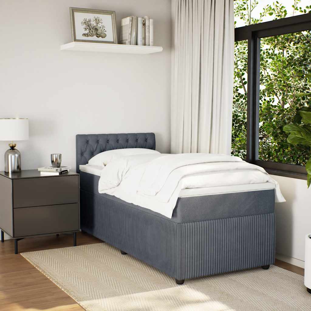 Giroletto a Molle con Materasso Grigio Scuro 80x200 cm Velluto | homemem39