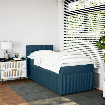 Giroletto a Molle con Materasso Blu 80x200 cm in Velluto