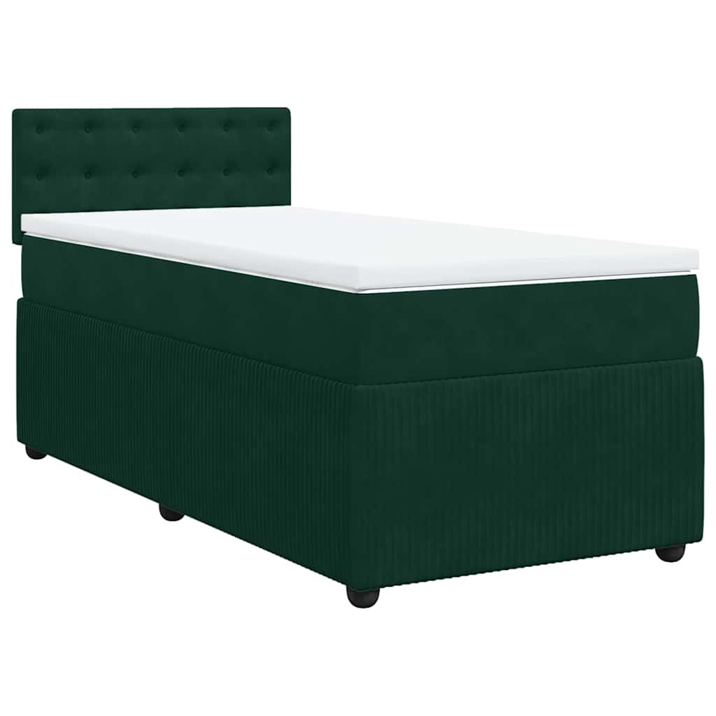 Giroletto a Molle con Materasso Verde Scuro 90x190 cm Velluto
