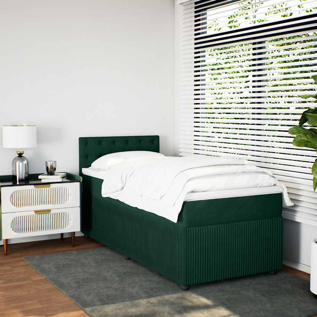 Giroletto a Molle con Materasso Verde Scuro 90x190 cm Velluto | homemem39