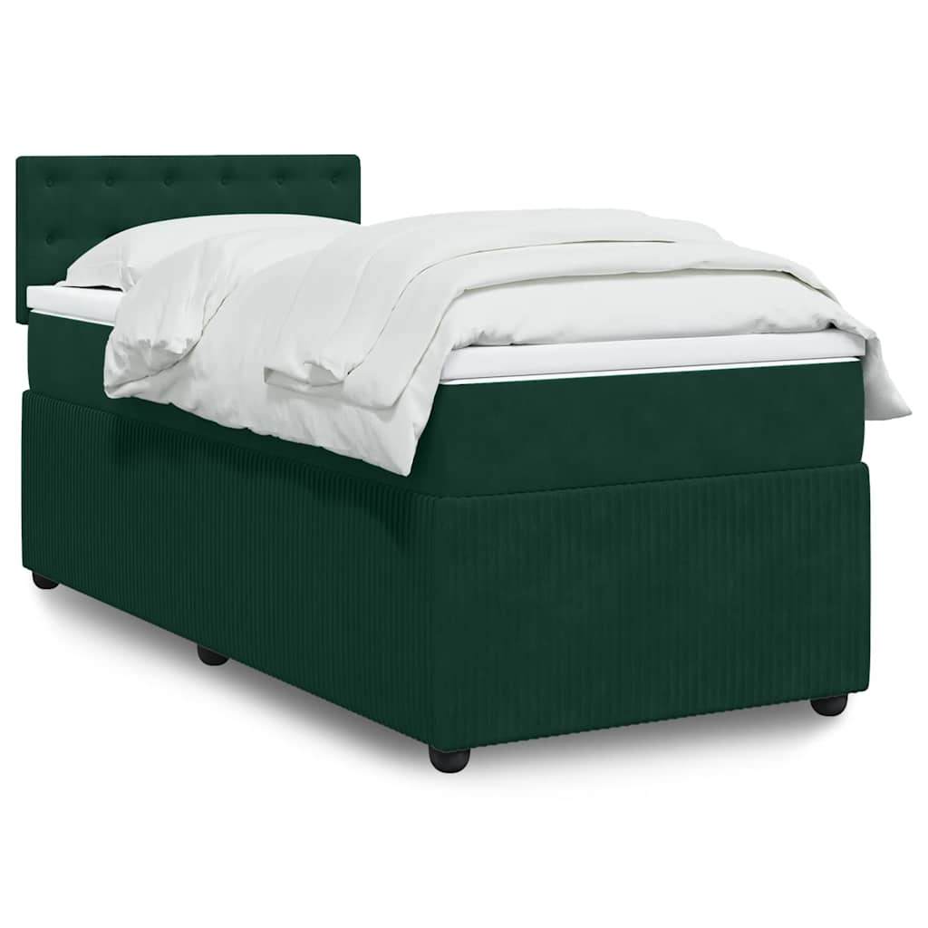 Giroletto a Molle con Materasso Verde Scuro 90x190 cm Velluto