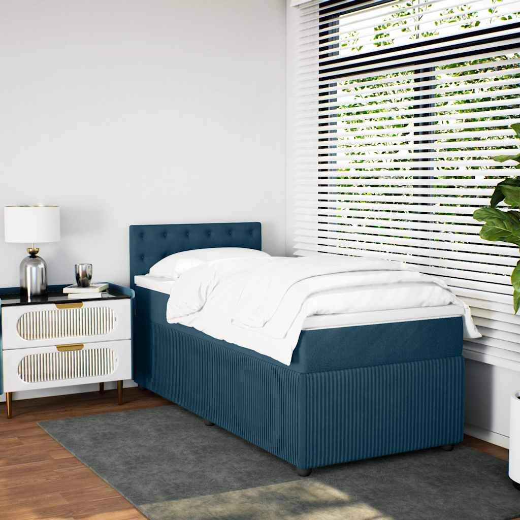 Giroletto a Molle con Materasso Blu 90x190 cm in Velluto | homemem39