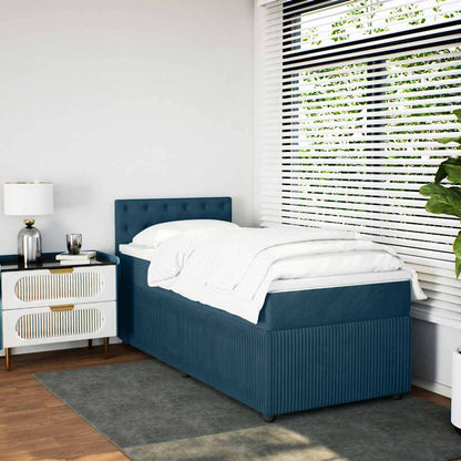 Giroletto a Molle con Materasso Blu 90x190 cm in Velluto | homemem39