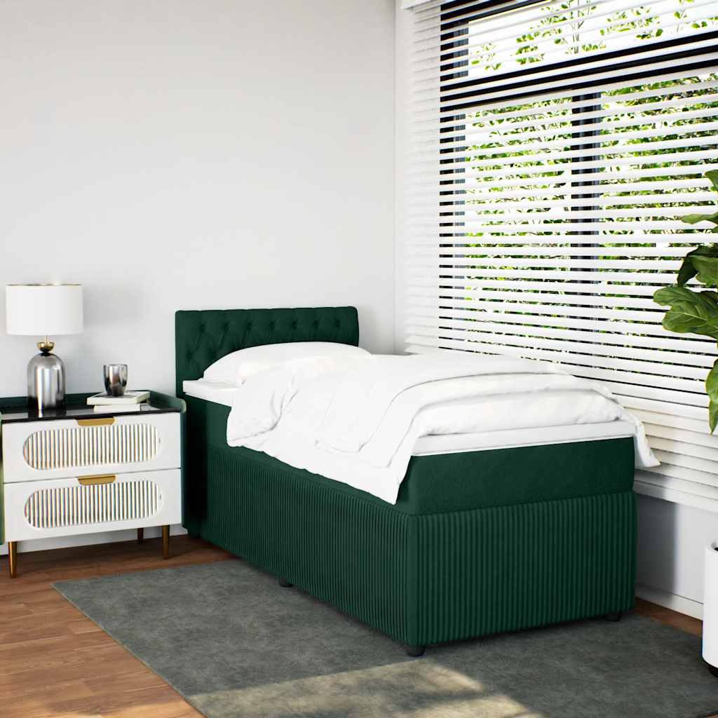 Giroletto a Molle con Materasso Verde Scuro 90x190 cm Velluto | homemem39