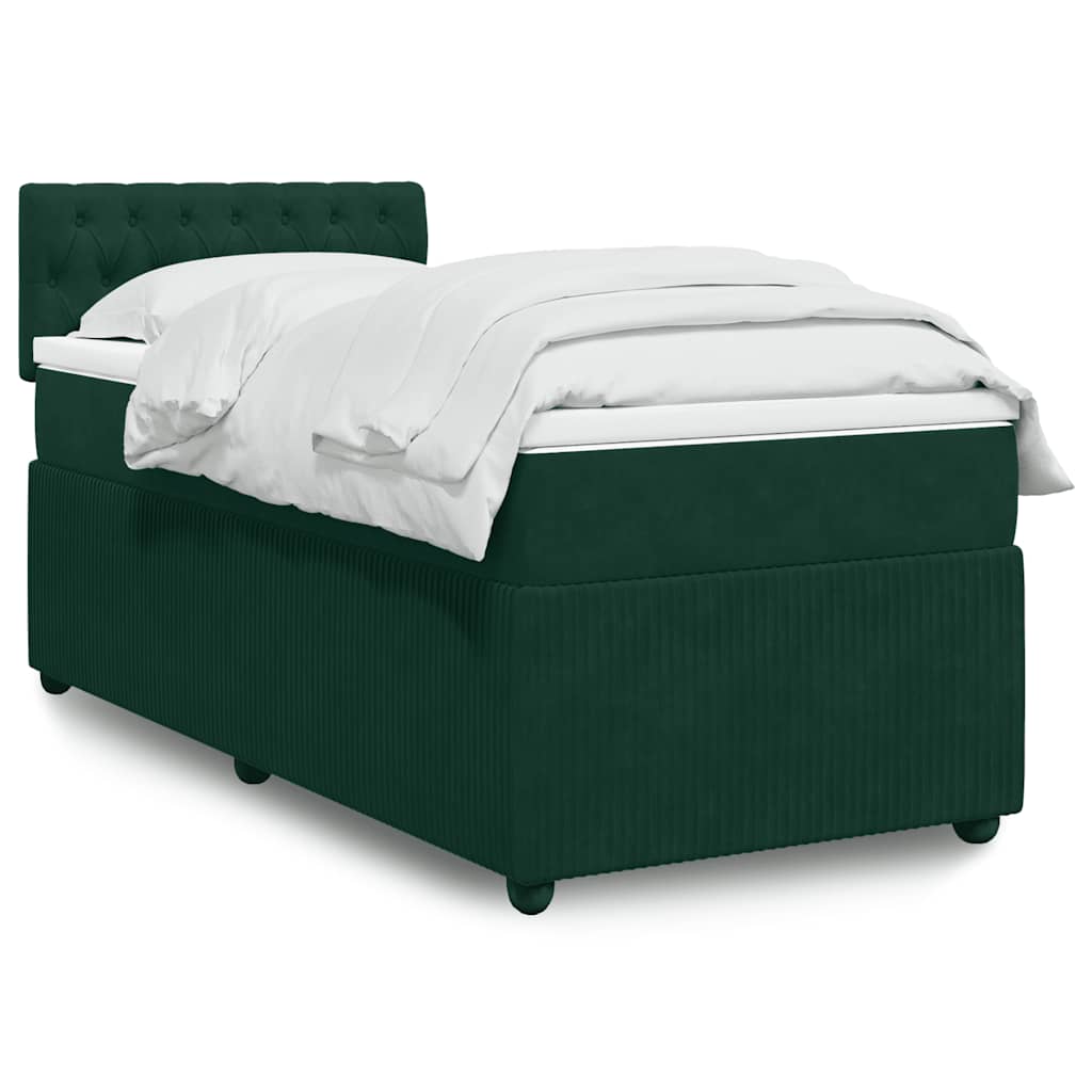 Giroletto a Molle con Materasso Verde Scuro 90x190 cm Velluto | homemem39